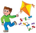 Running boy with kite