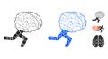 Running Brain Composition Icon of Round Dots