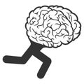 Running Brain Raster Icon