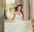 Running bride, beautiful bride Royalty Free Stock Photo