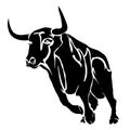 Running bull outline vector image.