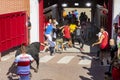 Running of the bulls. Bulls. Bull runs. Encierro that is celebrated in the town of San Sebastian de los Reyes, in Madrid. Royalty Free Stock Photo