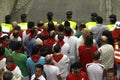 Running of the bulls in Pamplona Royalty Free Stock Photo