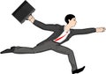 Running businessman with attache case