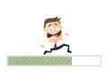 Running businessman with progress bar