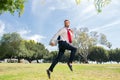 Running businessman ready to run jump and sprint. Royalty Free Stock Photo