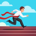 Running businessman winning a race Royalty Free Stock Photo