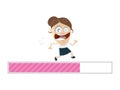 Running businesswoman with progress bar Royalty Free Stock Photo