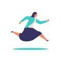 Running businesswoman in suits. Active poses of business people