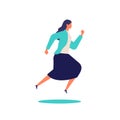 Running businesswoman in suits. Active poses of business people
