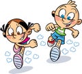 Running cartoon children