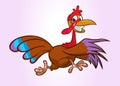 running cartoon turkey bird character. Vector illustration. Royalty Free Stock Photo