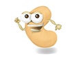 Running cashew cartoon character with two arms