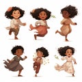 running character of a girl turnarounds illustrator generative AI Royalty Free Stock Photo