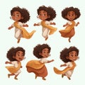 running character of a girl turnarounds illustrator generative AI Royalty Free Stock Photo