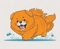 Running chow chow puppy. Generative Ai