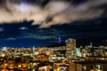 Running clouds in night sky over Tbilisi