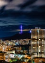 Running clouds in night sky over Tbilisi