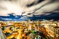 Running clouds in night sky over Tbilisi