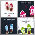 Running Club, City Marathon banner with sneakers.