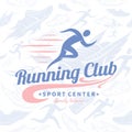 Running Club Logo Template Over Running Shoes Seamless Pattern