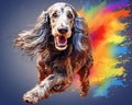 Running colorful Afghan Hound dog Running colorful Afghan Hound dog running afghan hound hound dog Royalty Free Stock Photo