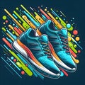 Running colorful pair shoes. B Royalty Free Stock Photo