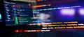 Running Computer data programming. Coding script text on screen Royalty Free Stock Photo