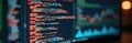 Running computer programming code script text on screen. Coding, developing, designing software, open source application. Modern Royalty Free Stock Photo