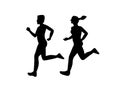 Running couple silhouette vector Royalty Free Stock Photo