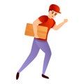 Running courier icon, cartoon style