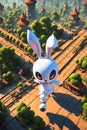 Running creepy little japanese alien anime bunny