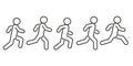 Running crowd people, hurry human, competition, line art. Rush, sports jogging. Hurry up and be on time. Vector Royalty Free Stock Photo