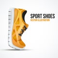 Running curved orange shoes. Bright Sport sneakers