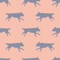 Running czechoslovak wolfdog puppy. Seamless pattern. Dog silhouette. Endless texture. Design for wallpaper, fabric Royalty Free Stock Photo