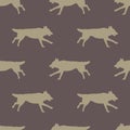 Running czechoslovak wolfdog puppy. Seamless pattern. Dog silhouette. Endless texture. Design for wallpaper, fabric Royalty Free Stock Photo