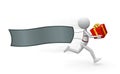 Running 3D Deliveryman with Blank Banner on his back