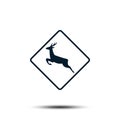 Running Deer Sign Icon. Antler Vector Template Flat Design