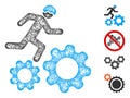 Running Developer Over Gears Web Vector Mesh Illustration Royalty Free Stock Photo