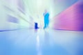 Running doctor in hospital corridor, unfocused background Royalty Free Stock Photo