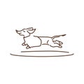 Running dog black line icon. Pet. Dachshund breed. Pictogram for web page, mobile app, promo. UI UX GUI design element. Editable