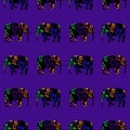 Running elephants, seamless ornament Royalty Free Stock Photo