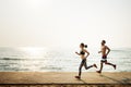 Running Exercise Training Healthy Lifestyle Beach Concept Royalty Free Stock Photo