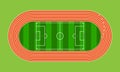 Running field and soccer field in green grass stadium background design