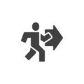 Running figure with an arrow vector icon