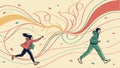 Running figures abstract, motion and energy in vector design dynamic art vector design Generative AI