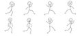 Running figures of people silhouette with different emotions