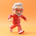 Running Figurine: 3d Render Illustration On Orange Background