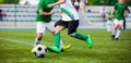 Running Football Soccer Players. Sports Competition Between Youth Soccer Teams Royalty Free Stock Photo