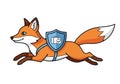 Running Fox with Shield and Briefcase Icon Royalty Free Stock Photo